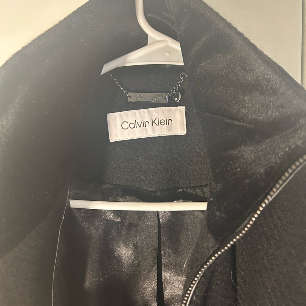 ♥️ Calvin Klein Women's Black wool Trench/Overcoat Coat - Picture 5 of 11